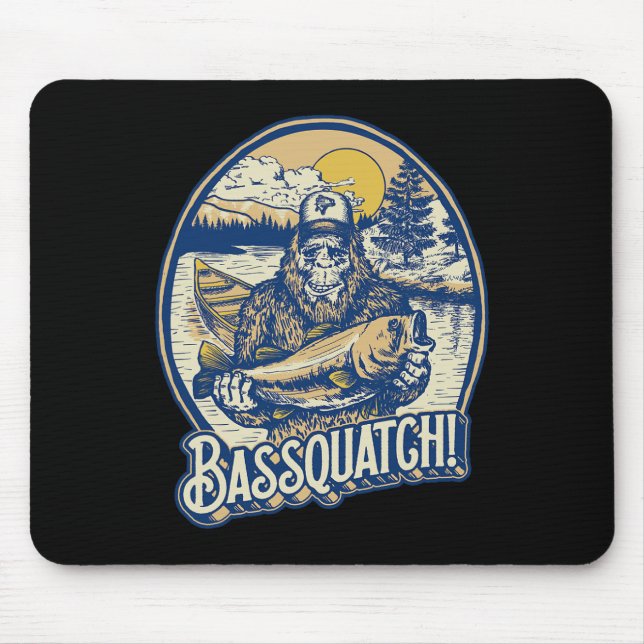 Bquatch! B Fisherman Sasquatch Funny Bigfoot Fishi Mouse Pad (Front)