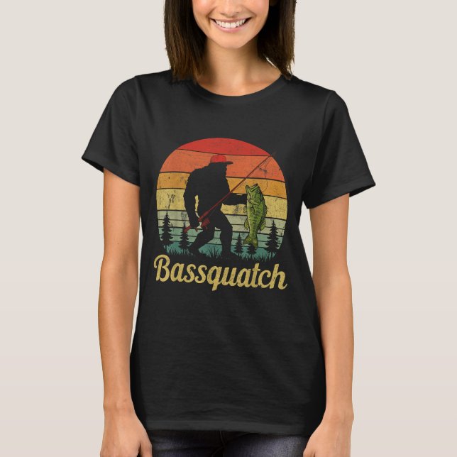 Bquatch B Fishing Humor Bigfoot Ufo Sasquatch  T-Shirt (Front)