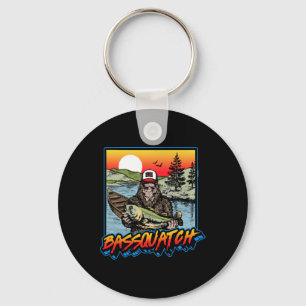 Bquatch! Funny B Fishing Sasquatch Retro 80s Fishe Key Ring