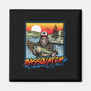 Bquatch! Funny B Fishing Sasquatch Retro 80s Fishe Magnet