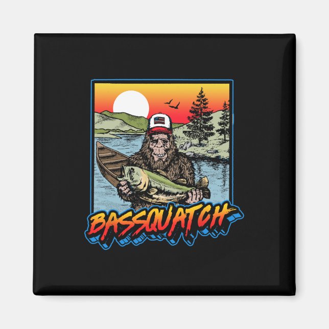 Bquatch! Funny B Fishing Sasquatch Retro 80s Fishe Magnet (Front)
