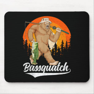 Bquatch Funny Bigfoot Fishing Outdoor Retro B Fish Mouse Pad