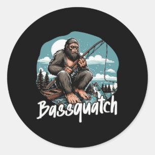 Bquatch! Funny Fishing Outdoor Retro Fisherman Gif Classic Round Sticker
