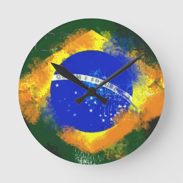 BR Brasil brazilian flag Round Clock (Front)