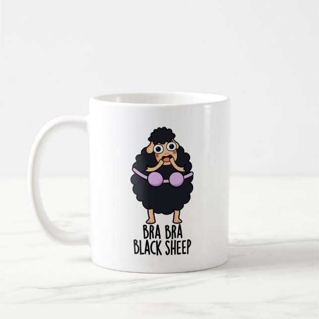Bra-bra Black Sheep Funny Animal Pun  Coffee Mug (Left)