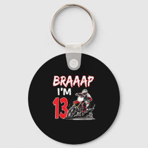 Braaap 13 years old motocross dirt biker 13th key ring
