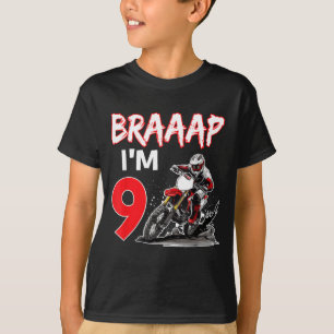 Braaap 9 years old motocross dirt biker 9th T-Shirt