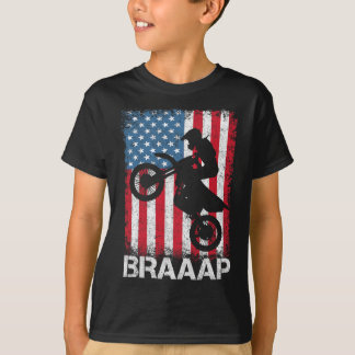 Braaap Vintage Usa American Flag Tee Motocross Dir