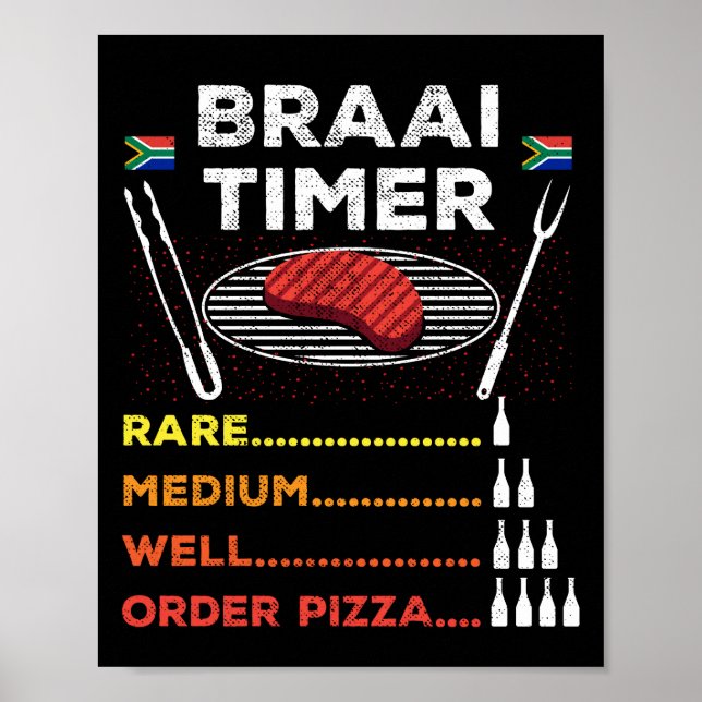 Braai Timer African BBQ T-Shirt Poster (Front)