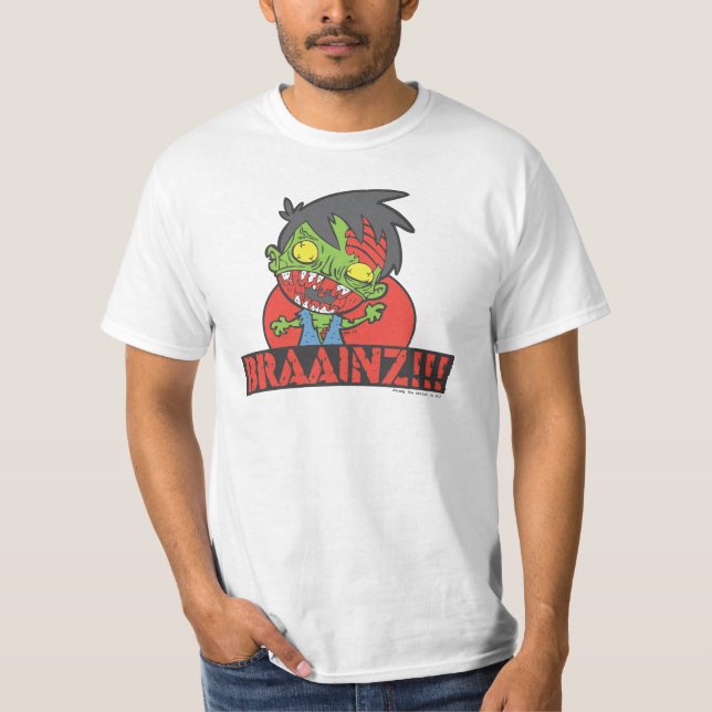 BRAAINZ!!! Zombie Shirt (BEST VALUE TEE) (Front)