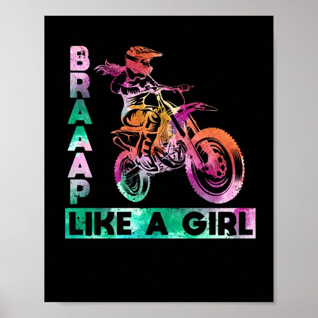 Braap Like A Girl Funny Motorcycle Girl Moto Poster (Front)