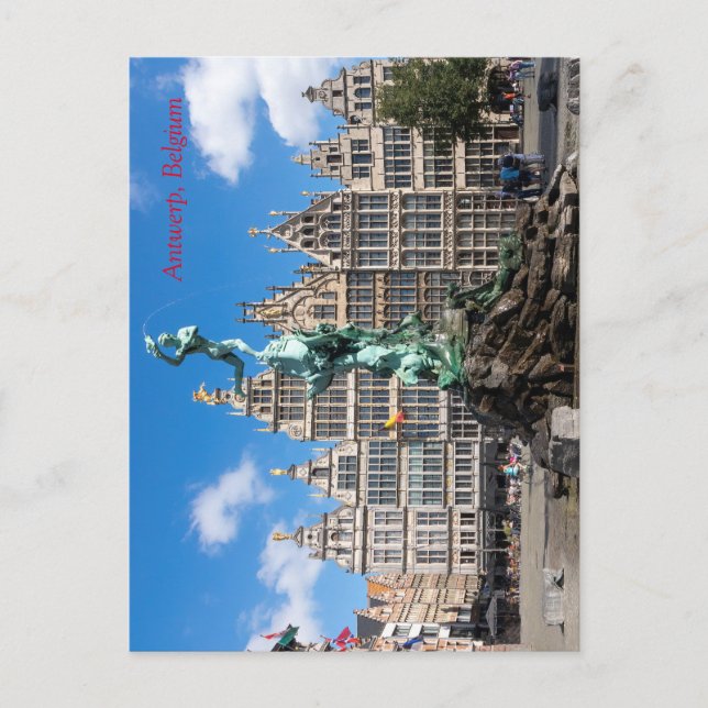 Brabo's monument and Guild houses Antwerp Postcard (Front)