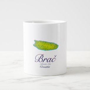 Brač Adriatic Sea, Croatia map Large Coffee Mug
