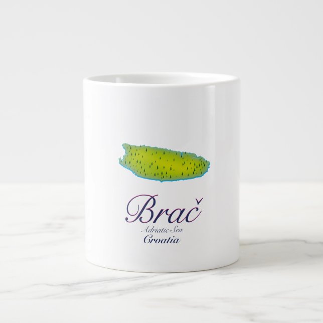 Brač Adriatic Sea, Croatia map Large Coffee Mug (Front)