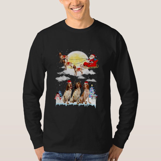 Bracco Italiano Dog Santa Sleigh Christmas Lover  T-Shirt (Front)