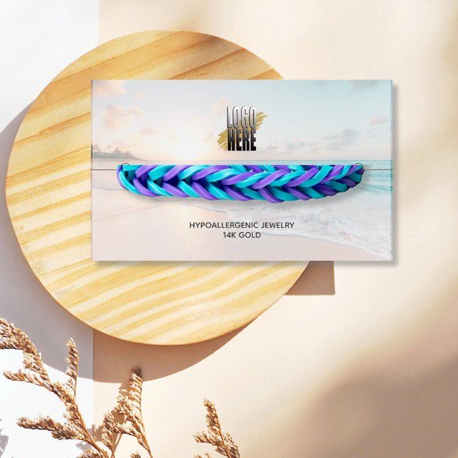 Bracelet Display Beach Photo with Logo  Business Card (Creator Uploaded)