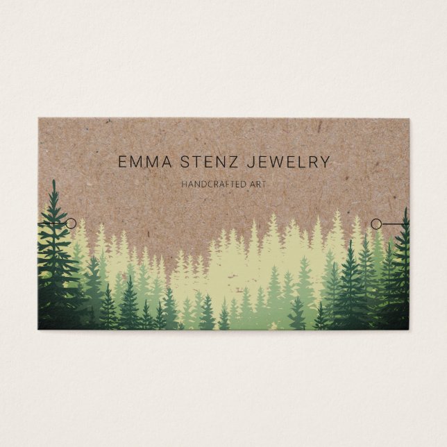 Bracelet Display Card • Rustic Pine Tree Woods (Front)