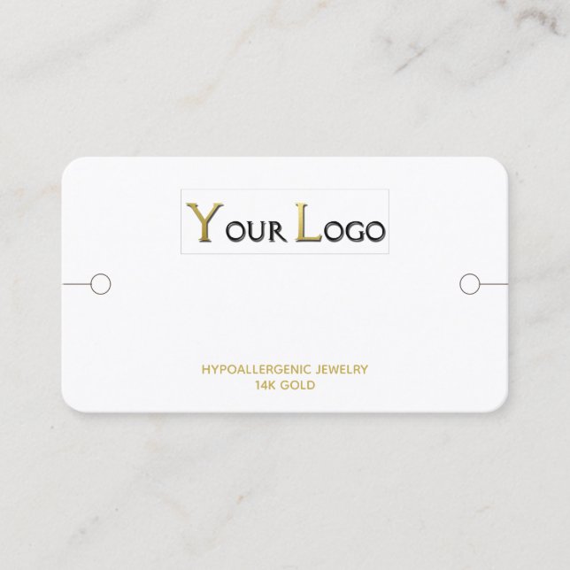 Bracelet Display Rectangular Logo White Gold Business Card (Front)