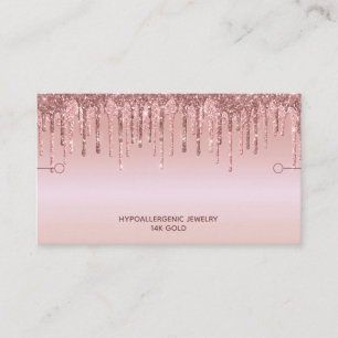 Bracelet Display Rose Gold Glitter Drip Business Card