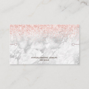 Bracelet Display Rose Gold Glitter Marble Business Card