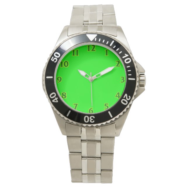 Bracelet watch and metal case green dial (Front)