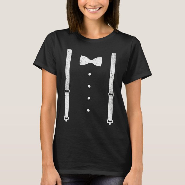 Braces Bow Tie Dress Code Black Tie Party T-Shirt (Front)