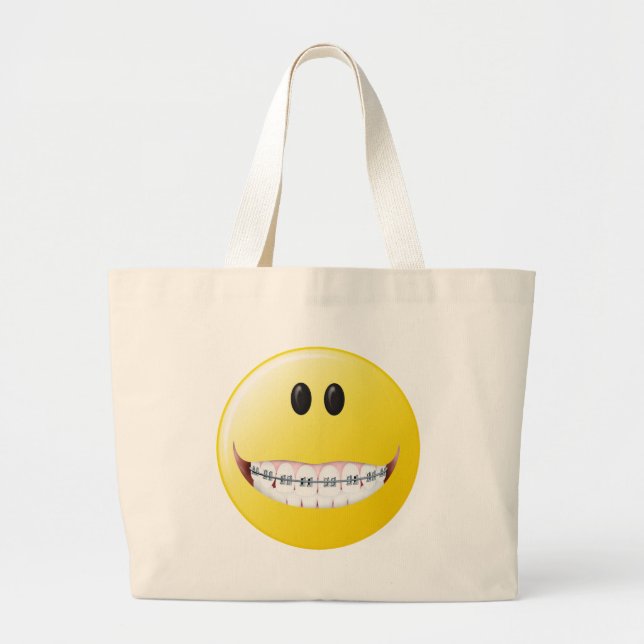 Braces Face Large Tote Bag (Front)