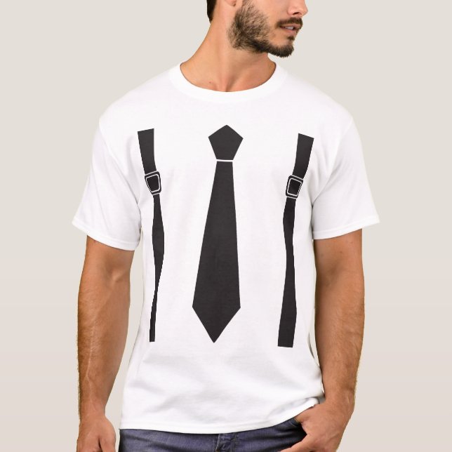 Braces & Fat Tie (White) T-Shirt (Front)