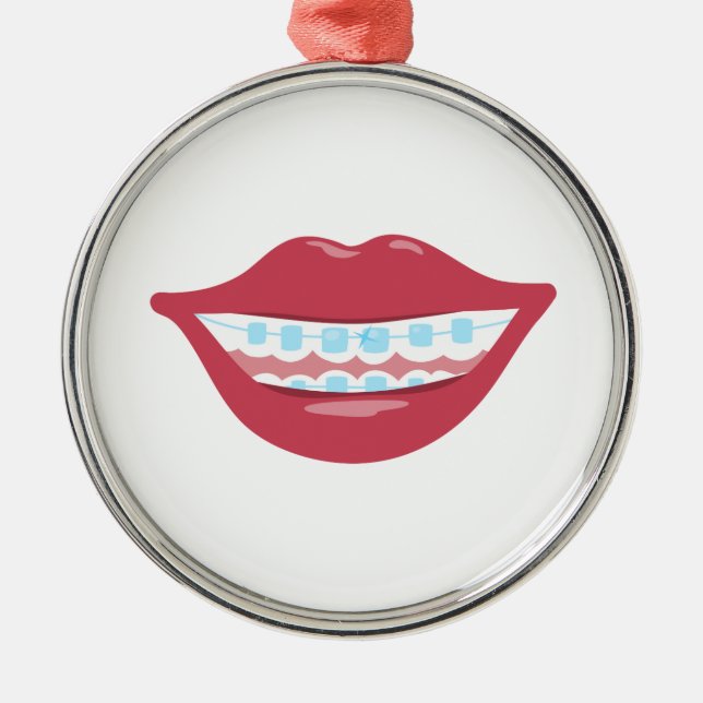 Braces Smile Metal Tree Decoration (Front)