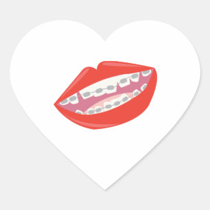 Braces Teeth Heart Sticker