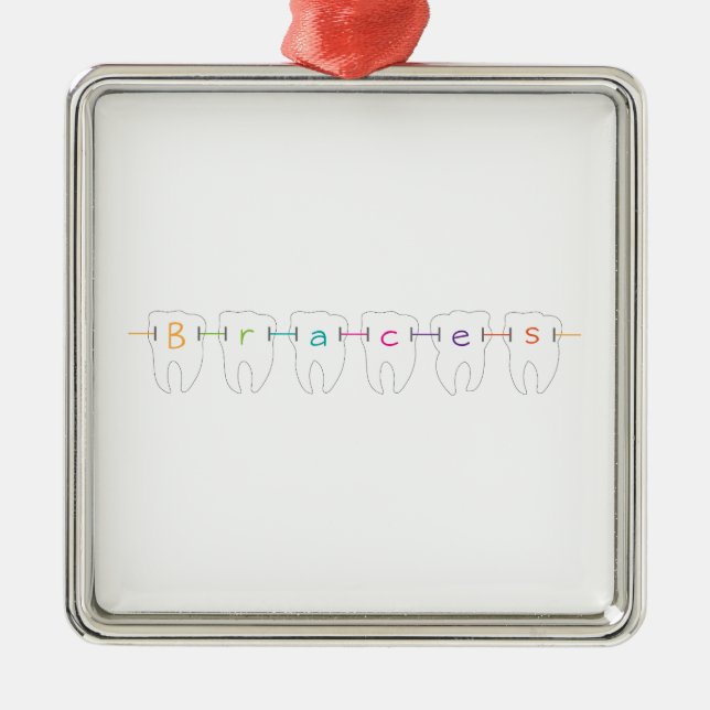 Braces Teeth Metal Tree Decoration (Front)