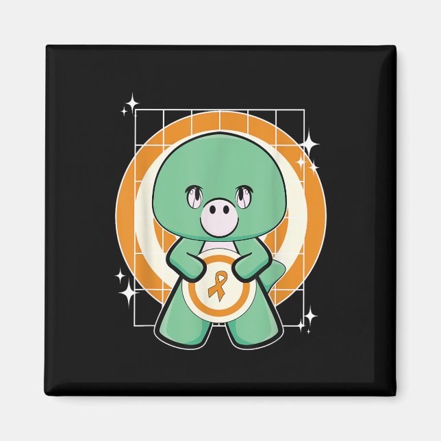 Brachiosaurus Dinosaur With Ribbon Leukaemia Aware Magnet (Front)