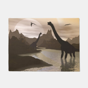 Brachiosaurus dinosaurs in water - 3D render Doormat