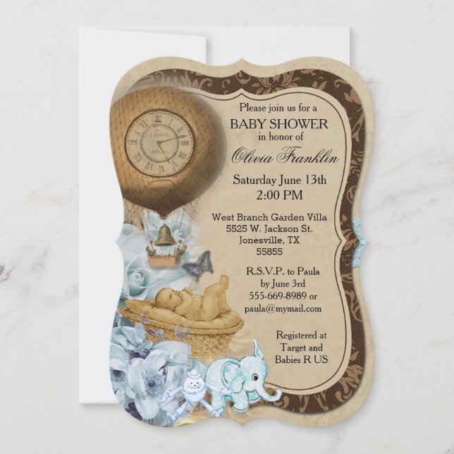 Bracket Vintage Baby Boy Shower Invitation (Front)