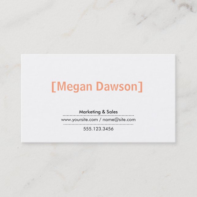 Brackets (salmon) business card (Front)