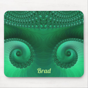 BRAD ~ Zany Shades of Green Fractal Pattern Mouse Pad