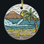 Bradenton Beach Florida Vintage Art Ceramic Tree Decoration<br><div class="desc">Bradenton Beach hand drawn illustration with mountains and ocean waves in the background. Perfect for anyone who loves to visit Bradenton Beach.</div>