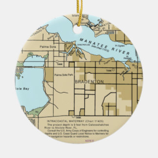 Bradenton FL Nautical Chart Ceramic Tree Decoration