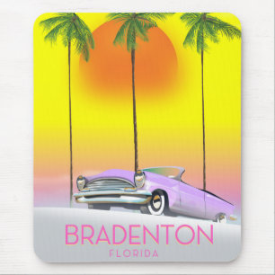 Bradenton Florida Classic car travel poster Mouse Pad