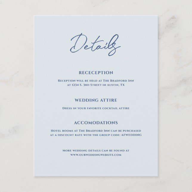 Bradford Modern Wedding Enclosure Card (Front)