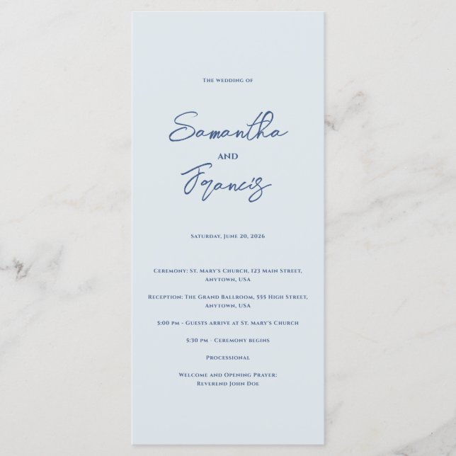 Bradford Modern Wedding Programme (Front)
