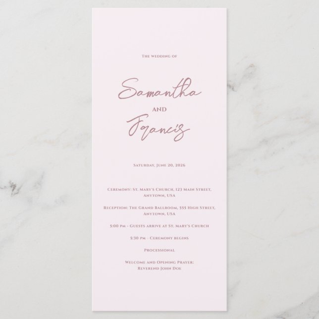 Bradford Modern Wedding Programme (Front)