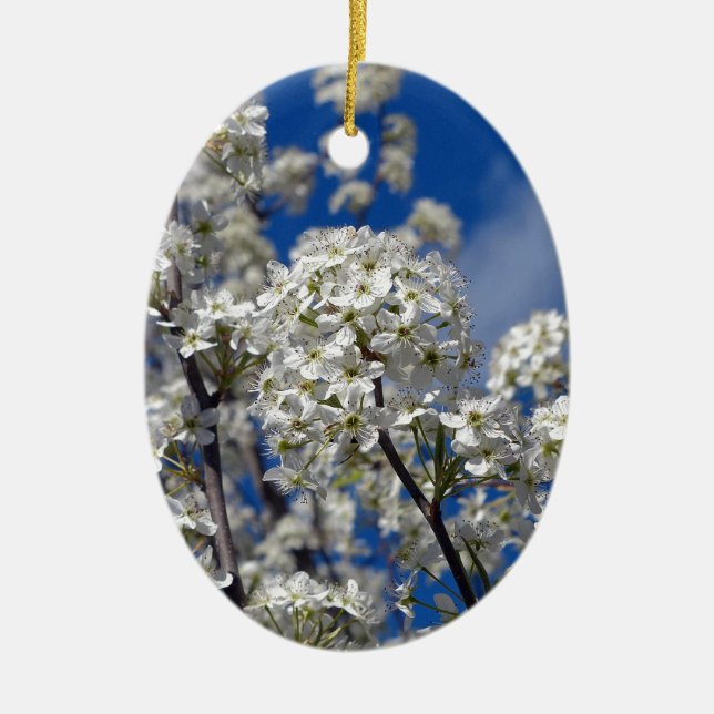 Bradford Pear Blooms Ceramic Tree Decoration (Front)