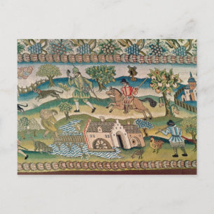 Bradford Table Carpet, detail of scenes of rural l Postcard