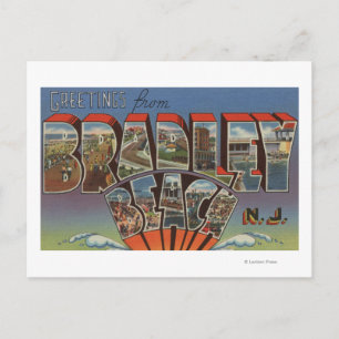 Bradley Beach, New Jersey - Large Letter Scenes Postcard