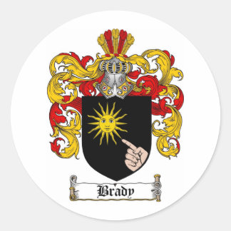 BRADY FAMILY CREST -  BRADY COAT OF ARMS CLASSIC ROUND STICKER