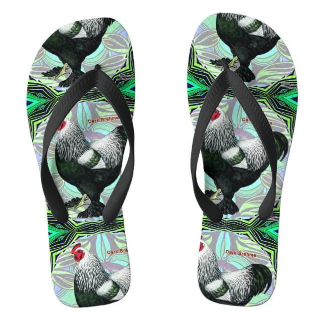 Brahma:  Fancy Dark Rooster Jandals (Footbed)