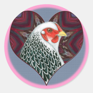 Brahma Hen Heart Classic Round Sticker