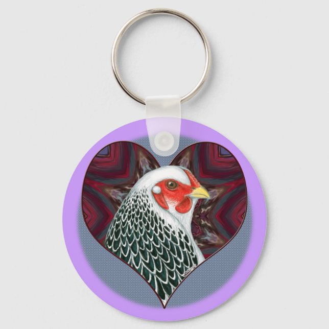 Brahma Hen Heart Key Ring (Front)