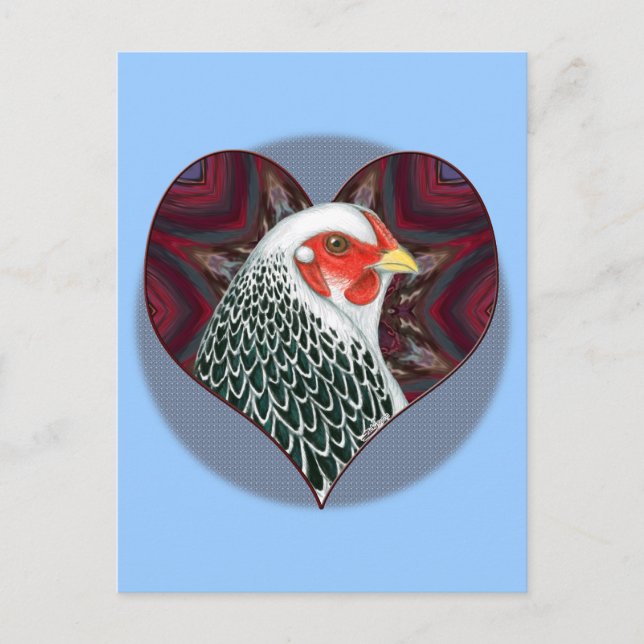 Brahma Hen Heart Postcard (Front)